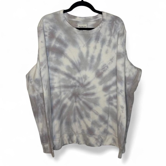 Abercrombie & Fitch XL Tie Dye Crewneck Sweatshirt Gray White Fleece - Picture 1 of 4
